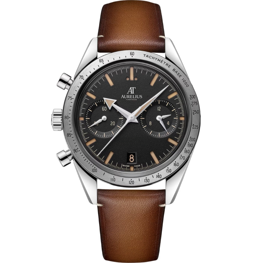 Heritage-Chronograph 41 – Schwarzes Zifferblatt | Edelstahlarmband & Tachymeterlünette