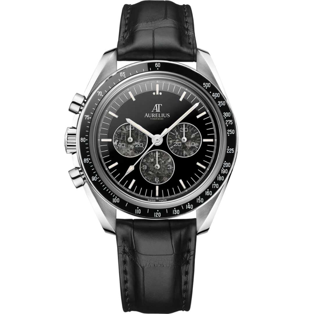 Heritage-Chronograph 39 – Schwarzes Zifferblatt | Edelstahlarmband & Tachymeterlünette