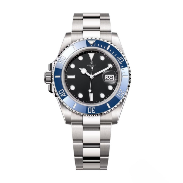Taucheruhr 41 – Blaues Zifferblatt | Silberfarbenes Armband & Blaue Keramiklünette