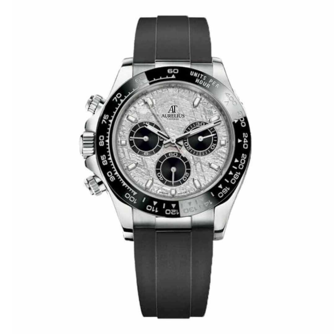 Chronograph 40 – Meteorit-Zifferblatt | Edelstahlgehäuse & Schwarzes Armband
