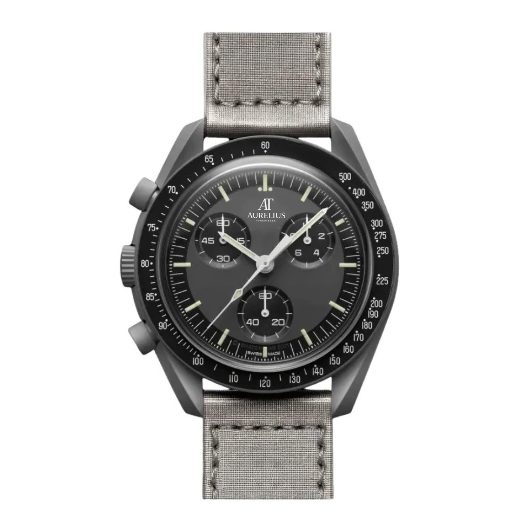 Chronograph 42 – Schwarzes Zifferblatt | Dunkelgraues Gehäuse & Schwarzes Armband & Tachymeterlünette