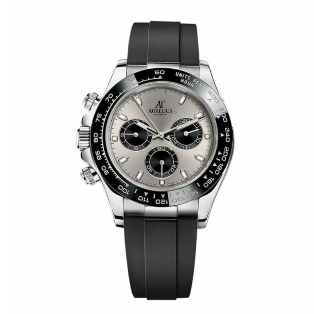 Chronograph 40 – Schwarzes Zifferblatt | Edelstahlgehäuse & Schwarzes Kautschukarmband