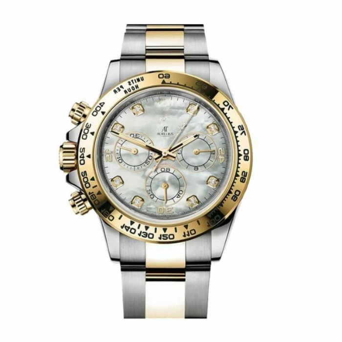 Chronograph 40 – Schwarzes Zifferblatt | Edelstahl- & Goldfarbenes Armband & Tachymeterlünette