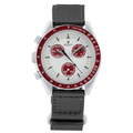 Chronograph 42 – Weißes Zifferblatt Mit Roten Akzenten | Rotes Gehäuse & Weißes Armband & Tachymeterlünette