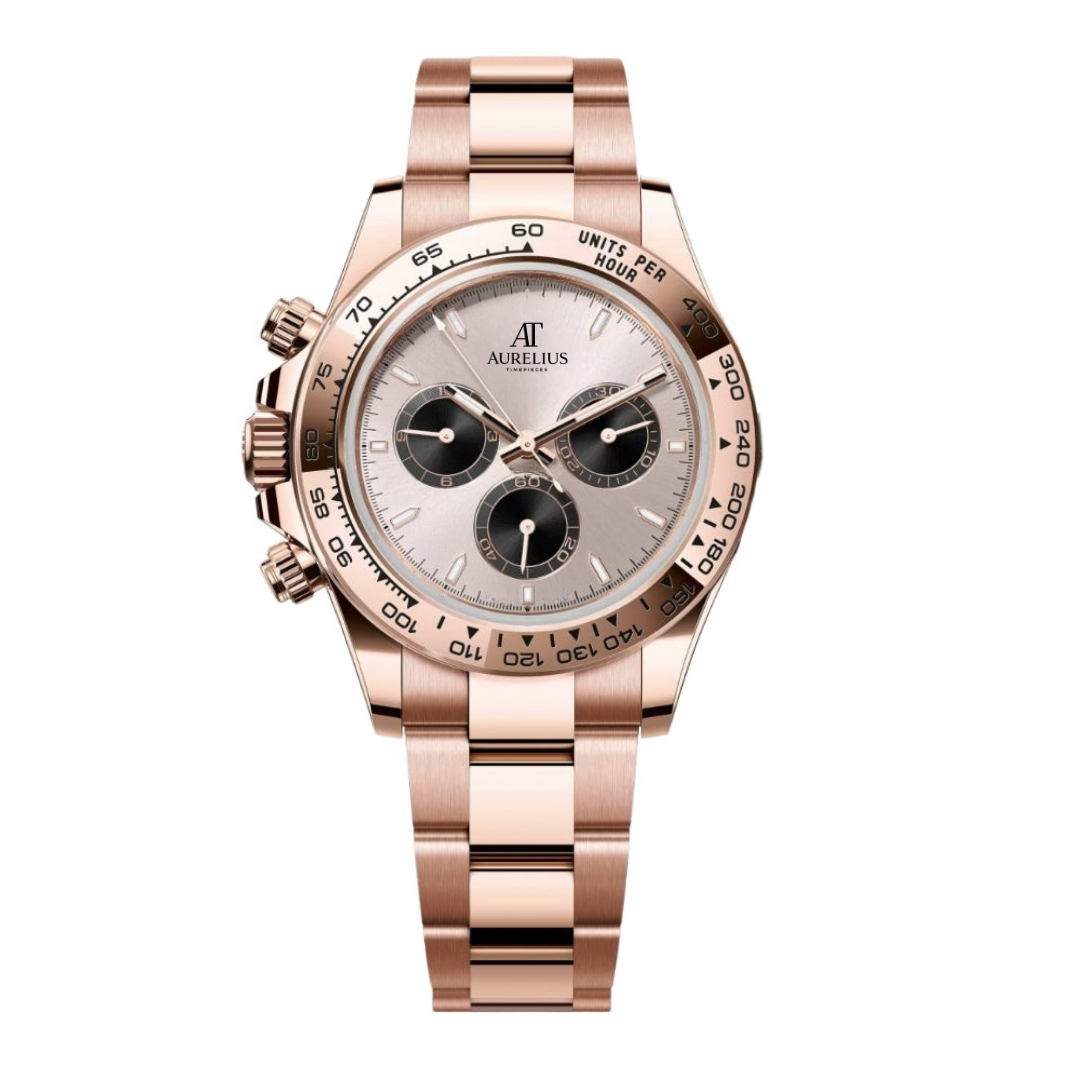 Chronograph 40 – Schokoladenbraunes Zifferblatt | Roségoldfarbenes Armband
