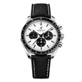 Chronograph 42 – Weißes Zifferblatt Mit Blauen Akzenten | Edelstahlgehäuse & Blaues Textilarmband & Tachymeterlünette