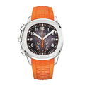 Sport-Chronograph 42 – Schwarzes Geprägtes Zifferblatt Mit Orangen Akzenten | Edelstahlgehäuse & Schwarzes Kautschukarmband