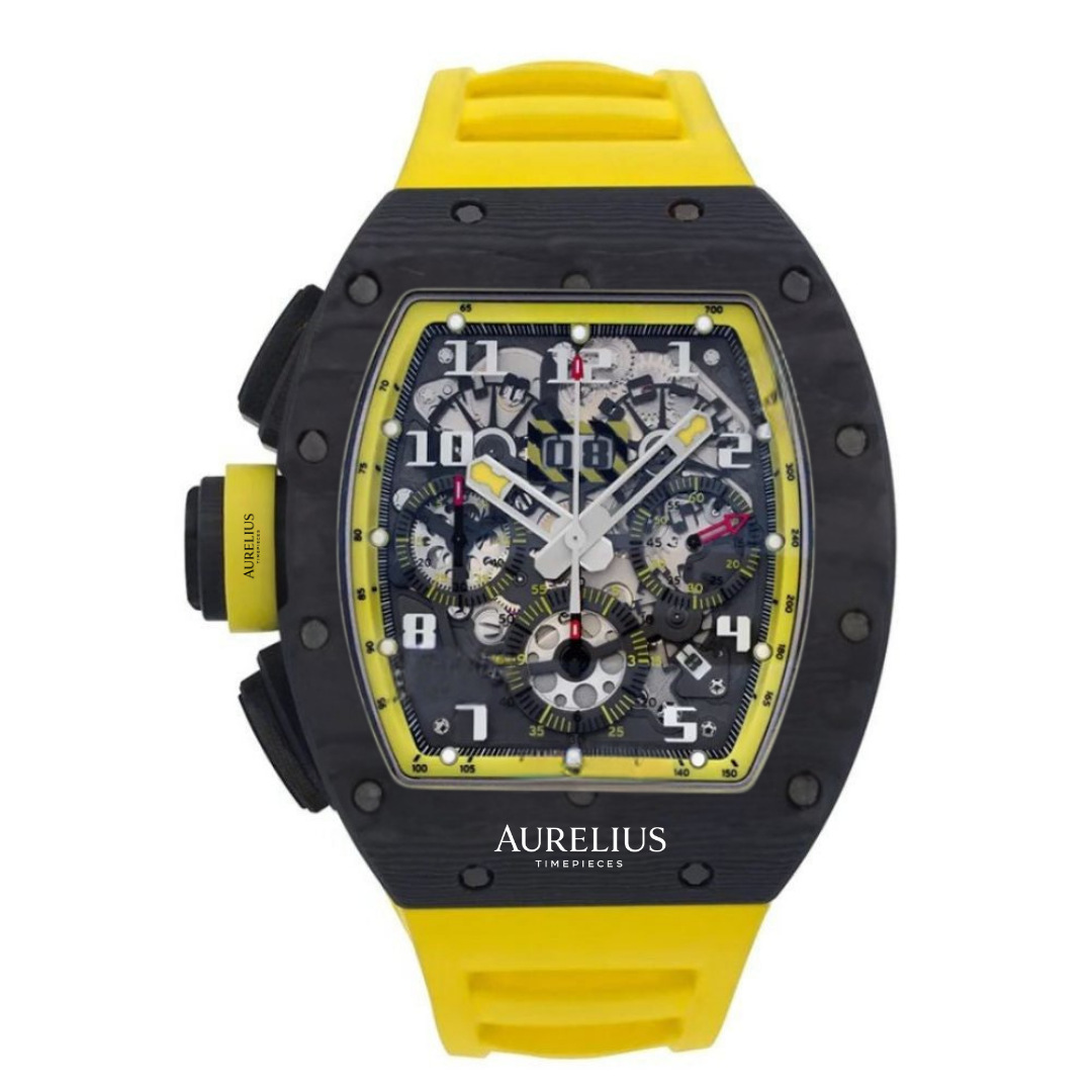 Skelett-Chronograph 44 – Durchbrochenes Zifferblatt Mit Gelben Akzenten | Carbongehäuse & Gelbes Kautschukarmband