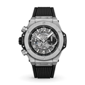 Fusion-Chronograph 44 – Schwarzes Skelett-Zifferblatt | Silbernes Gehäuse & Schwarzes Kautschukarmband