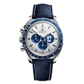 Chronograph 42 – Weißes Zifferblatt Mit Blauen Hilfszifferblättern | Edelstahlgehäuse & Blaues Armband & Tachymeterlünette