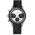Racing-Chronograph 42 – Weißes Zifferblatt Mit Schwarzen Hilfszifferblättern | Edelstahlgehäuse & Schwarzes Kautschukarmband & Schwarz-Gelbe Tachymeterlünette