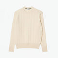 Cable Knit Carded Wool Crew Neck Sweater